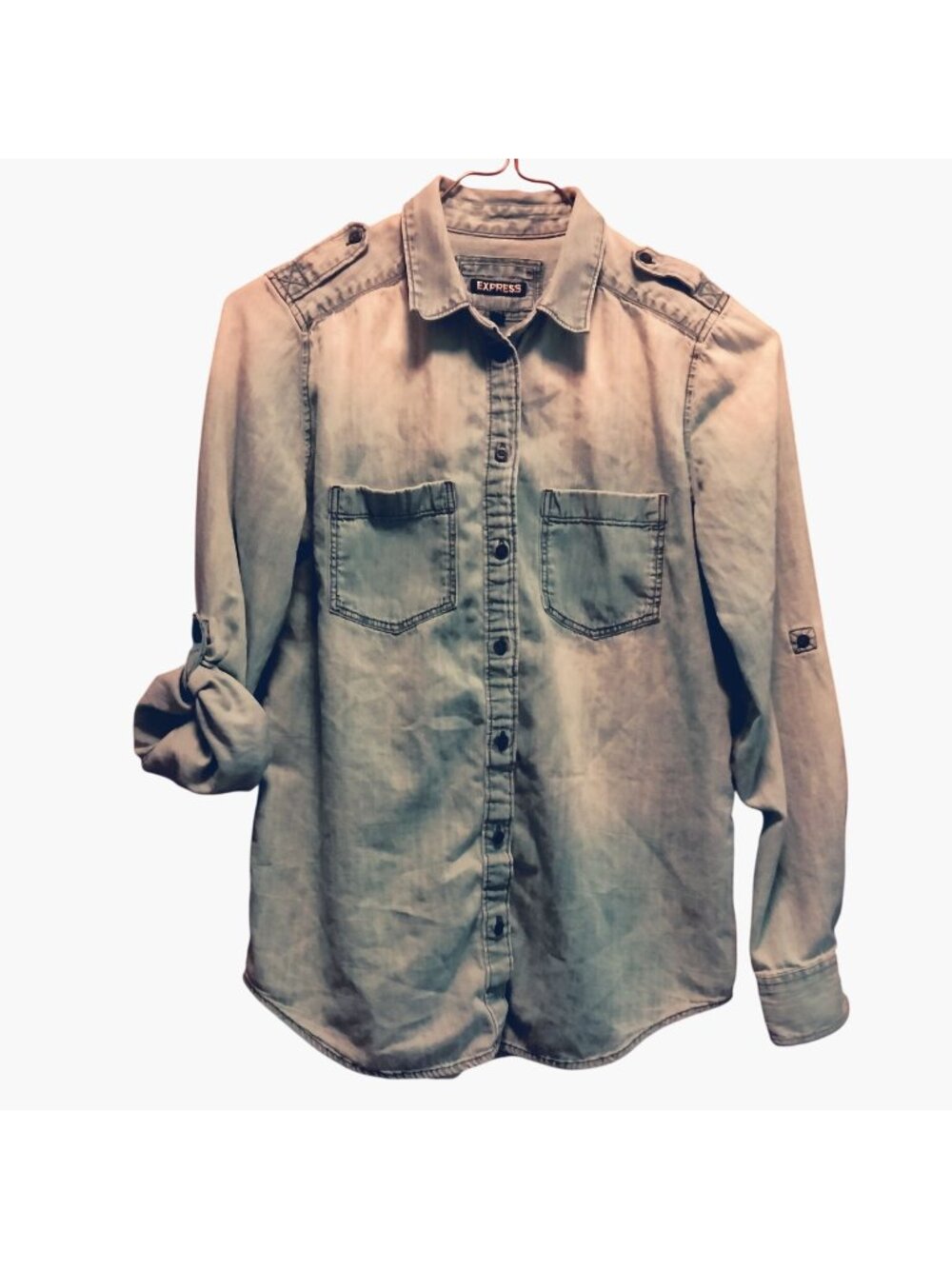Express Denim Button Up Shirt Size Small Classic Pocket Design
